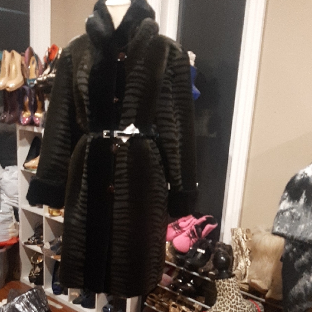 Elegant Black Faux Fur Coat